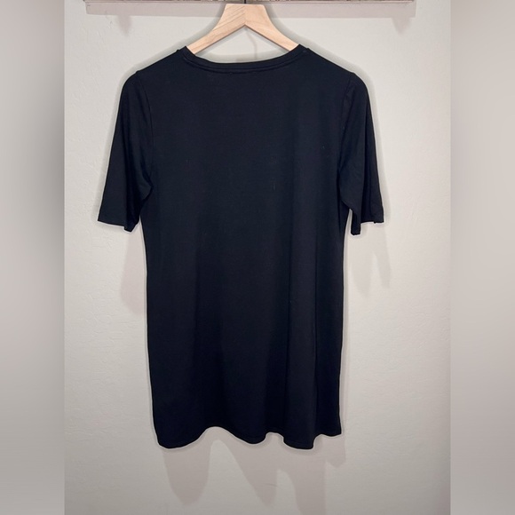 Eileen Fisher Black Blouse Shirt Top Mini Dress Short Tunic Oversized Normcore - Picture 2 of 9